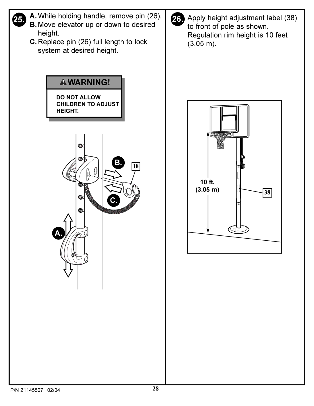 Huffy Sports Basketball Systems manual 10 ft 05 m 