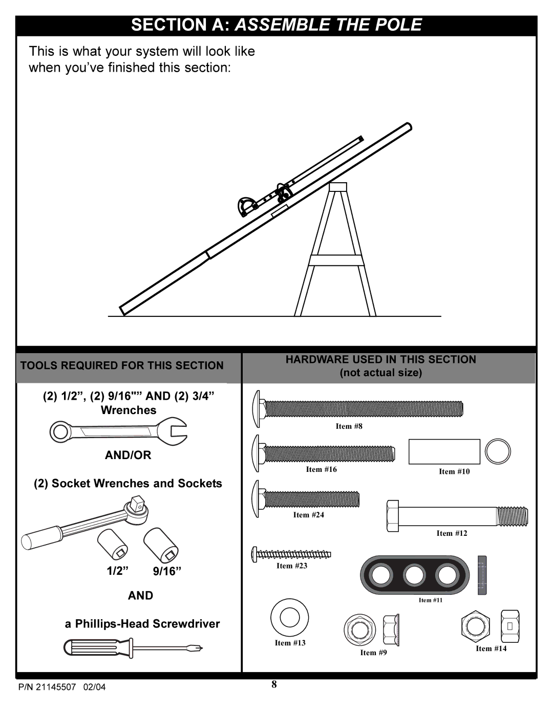 Huffy Sports Basketball Systems manual Section a Assemble the Pole 