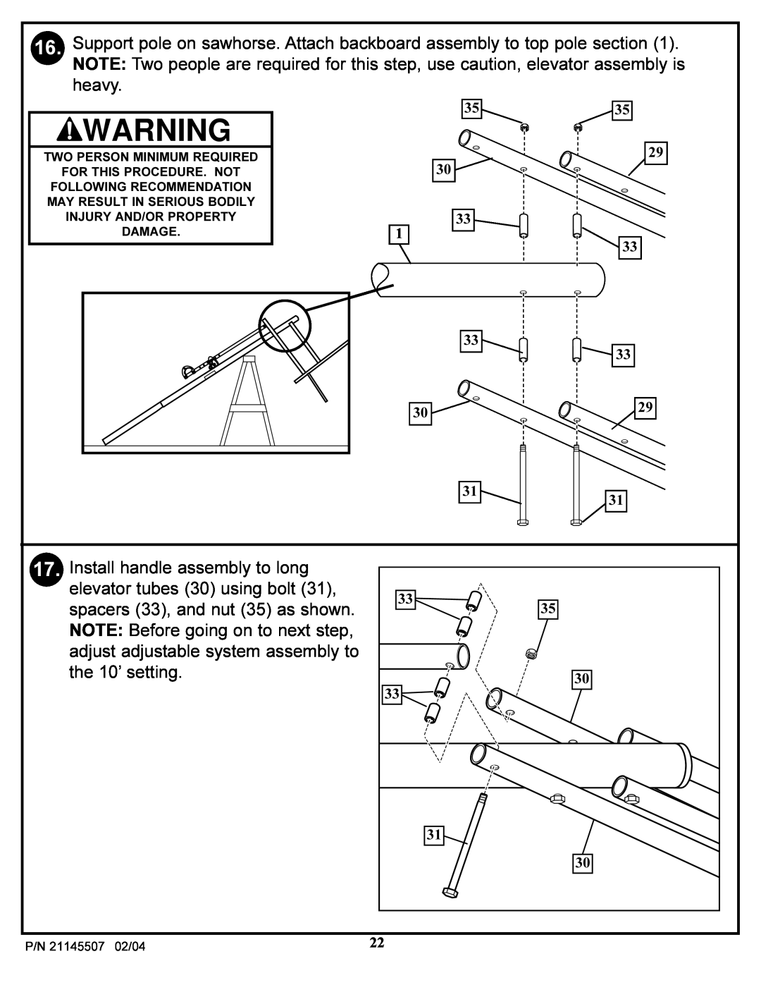 Huffy Sports Basketball Systems manual Install handle assembly to long 