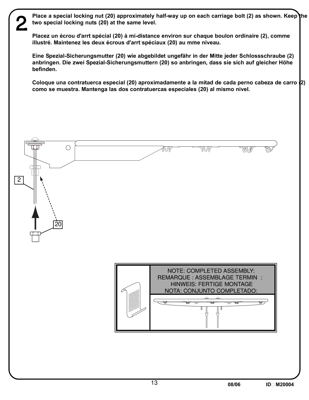 Huffy SR-VDA300U manual Remarque Assemblage Terminé 