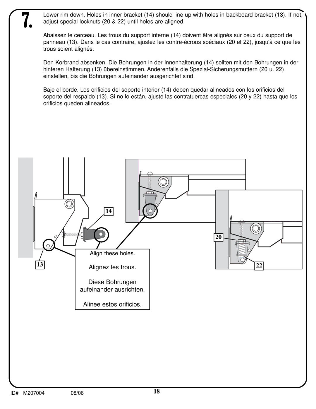 Huffy SR-VDA300U manual Alignez les trous 