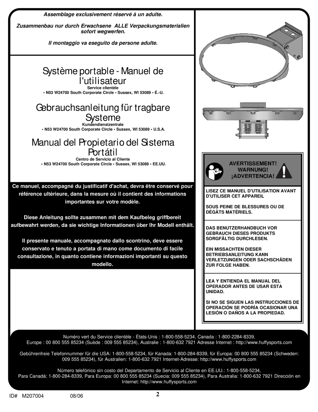 Huffy SR-VDA300U manual Système portable Manuel de Lutilisateur 