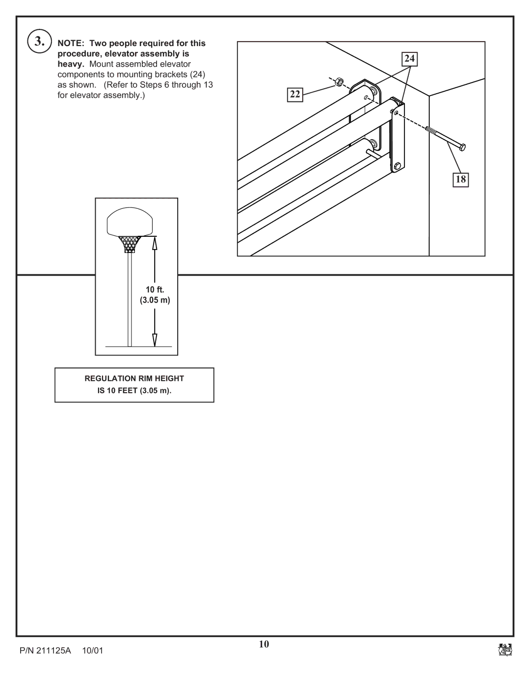 Huffy Universal Elevator Mount manual Regulation RIM Height 