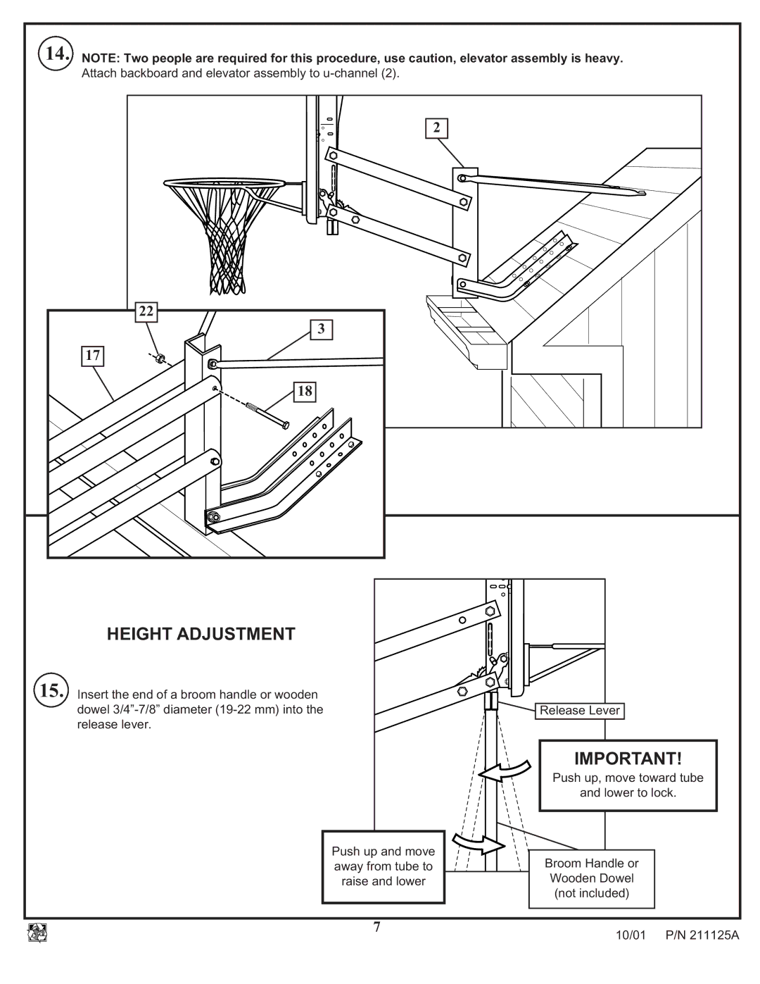 Huffy Universal Elevator Mount manual Height Adjustment 