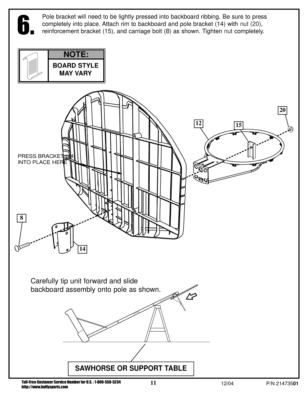 Huffy V 600, V 450 manual Sawhorse or Support Table 