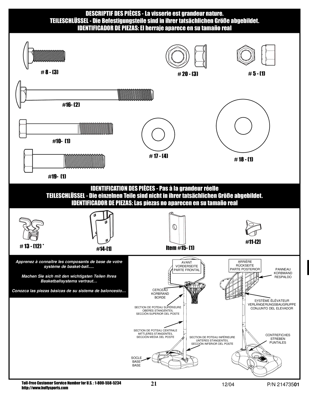 Huffy V 600, V 450 manual # 8 # 20 # 5 #16 #10 # 17 #19 # 18 