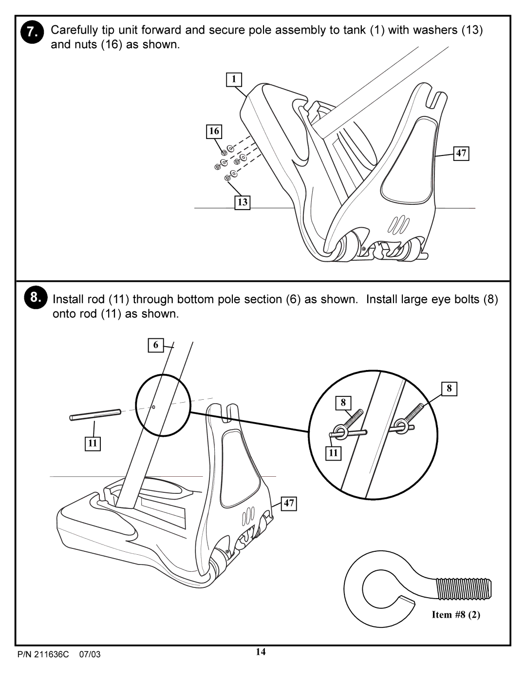 Huffy VP8100 manual Item #8 