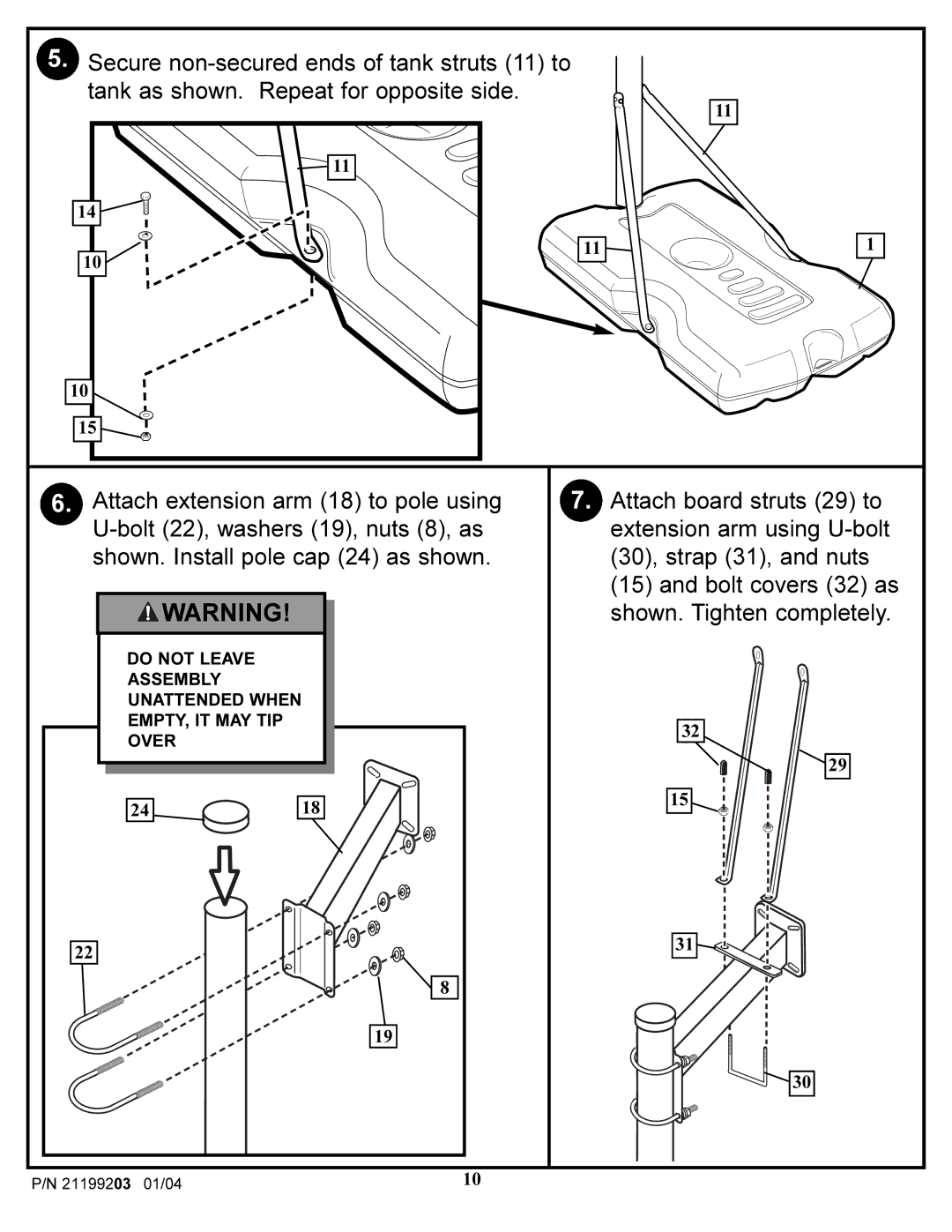 Huffy WI53089 manual Do not Leave Assembly Unattended When EMPTY, IT MAY TIP Over 