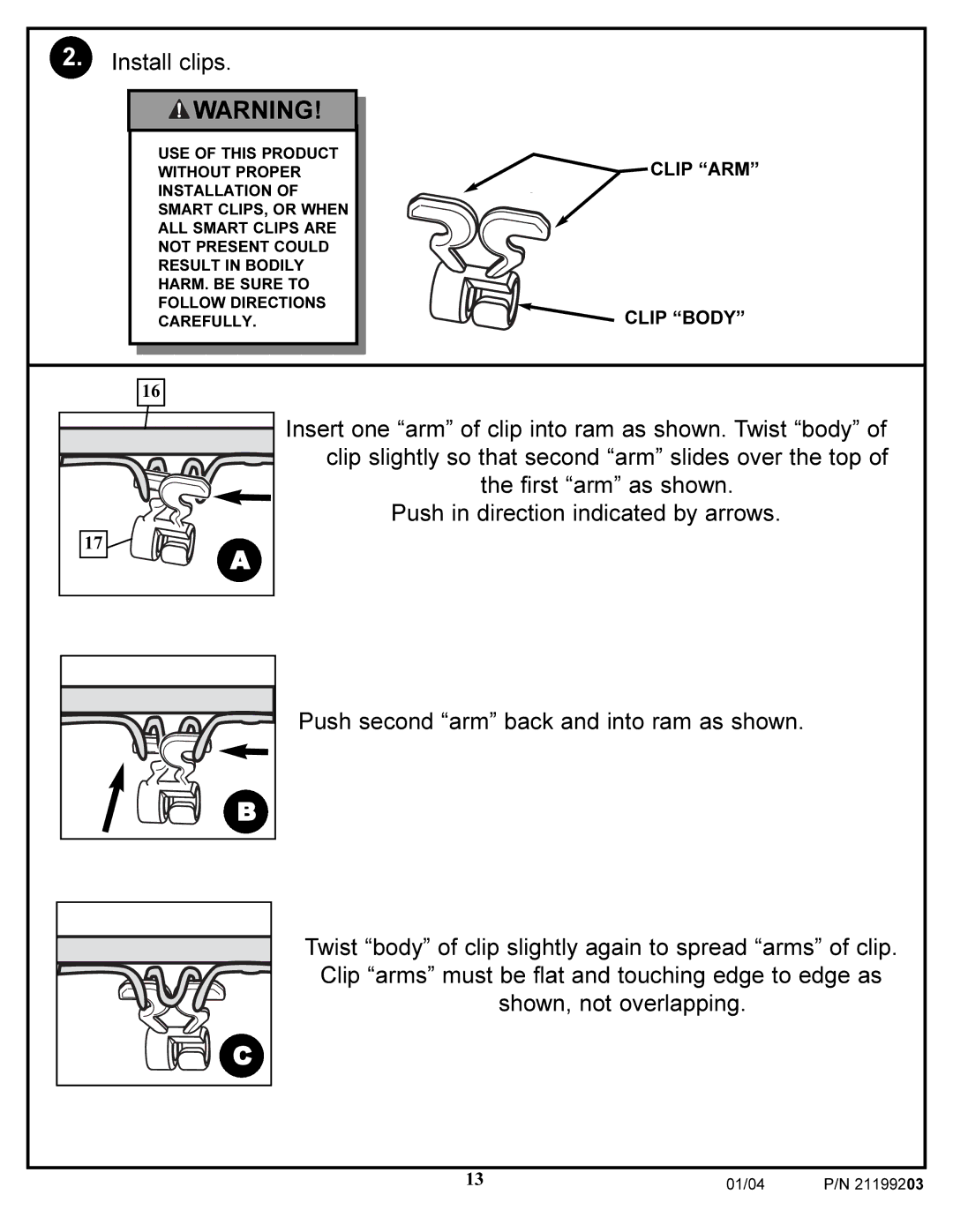 Huffy WI53089 manual Install clips 