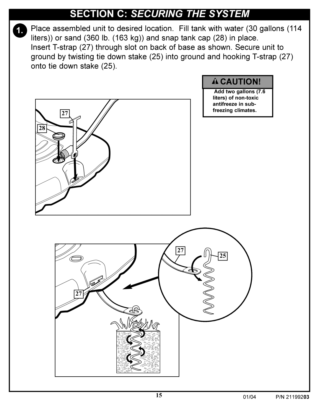 Huffy WI53089 manual Section C Securing the System 