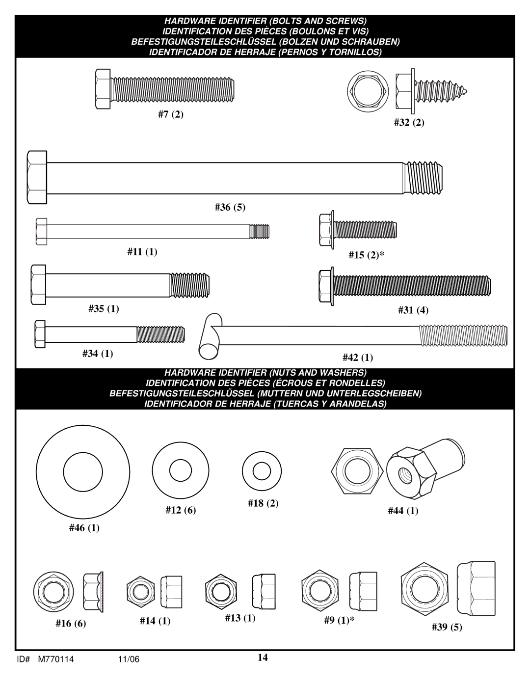 Huffy WM2688H manual #32 #36 #11 #15 #35 1#31 #34 #42 