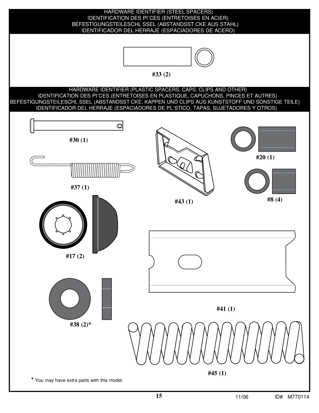 Huffy WM2688H manual #30 #20 #37 #43 #17 #41 #38 #45 