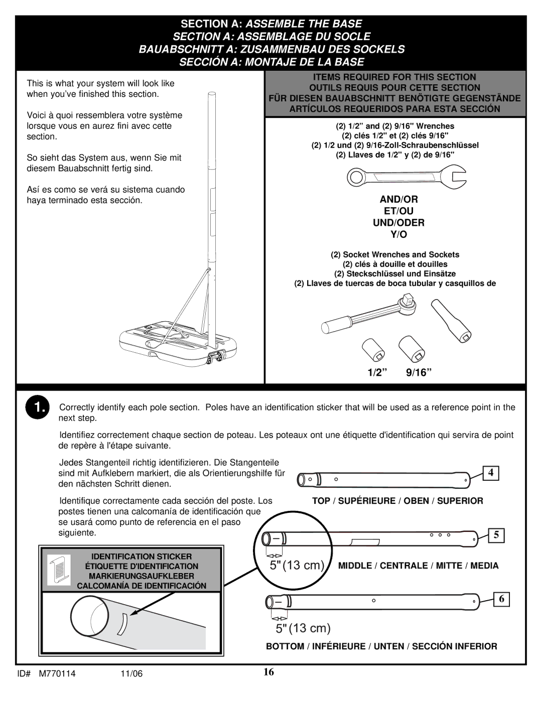 Huffy WM2688H manual TOP / Supérieure / Oben / Superior, Middle / Centrale / Mitte / Media, Id# 