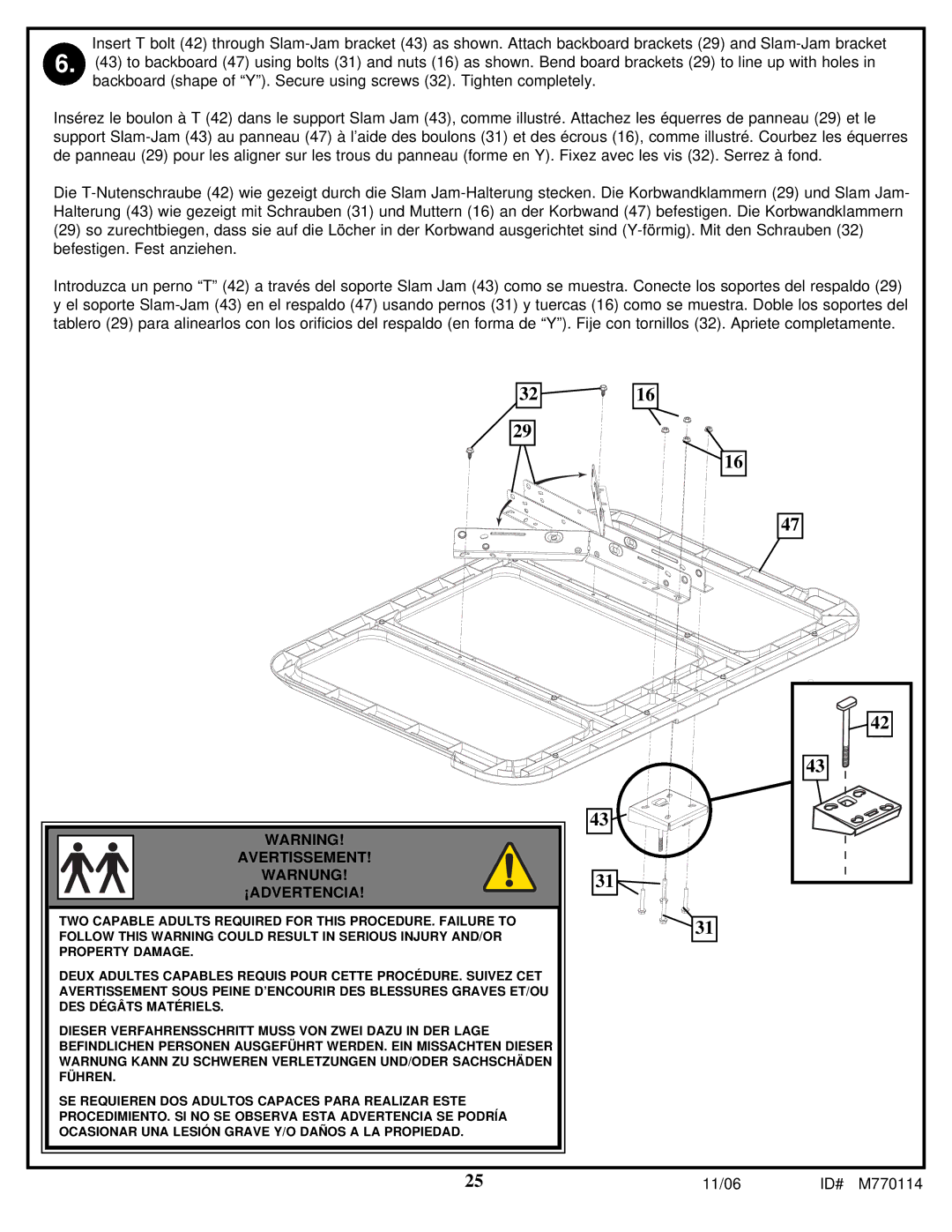 Huffy WM2688H manual Avertissement Warnung ¡ADVERTENCIA 