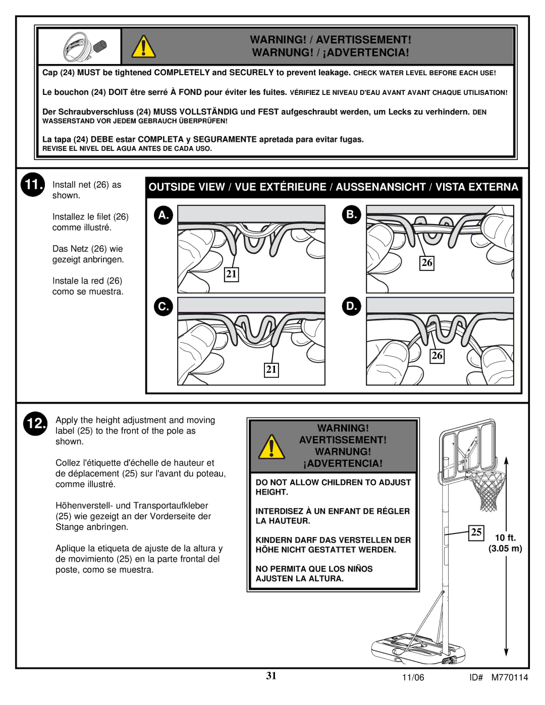 Huffy WM2688H manual Warnung! / ¡Advertencia, Avertissement Warnung ¡ADVERTENCIA 