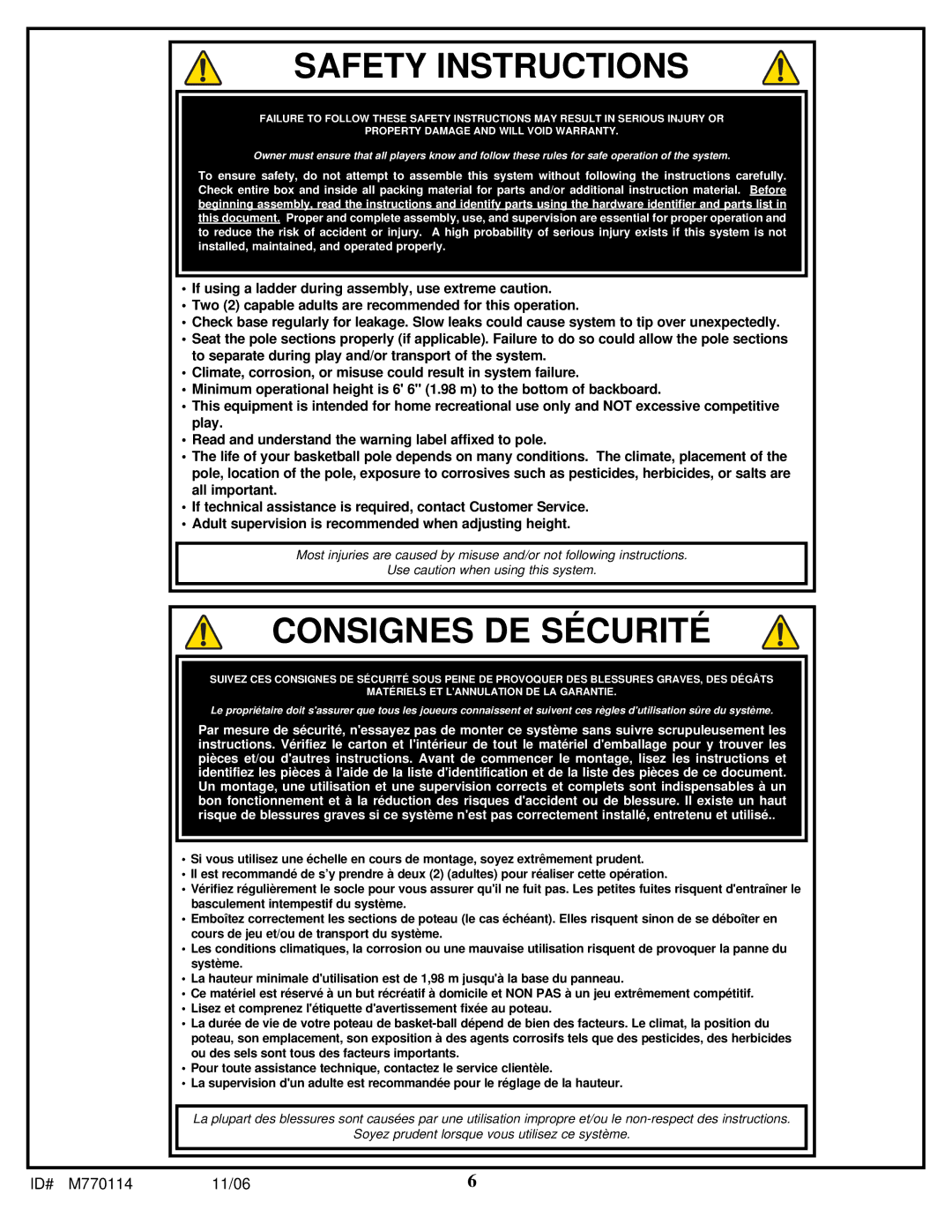 Huffy WM2688H manual Safety Instructions 