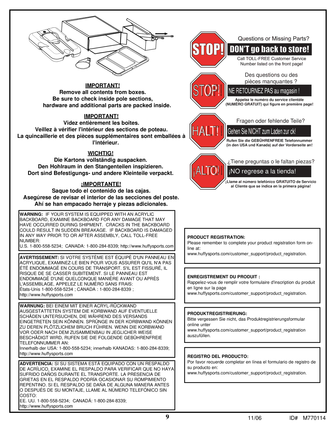 Huffy WM2688H manual Wichtig, ¡Importante 