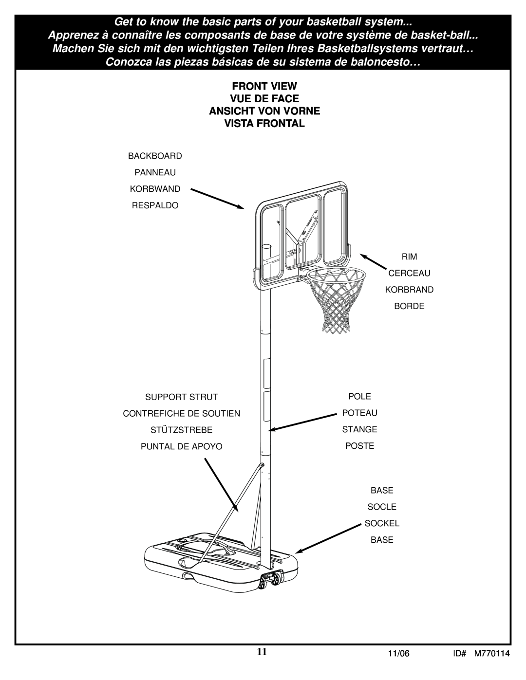 Huffy WM2688H manual Get to know the basic parts of your basketball system 