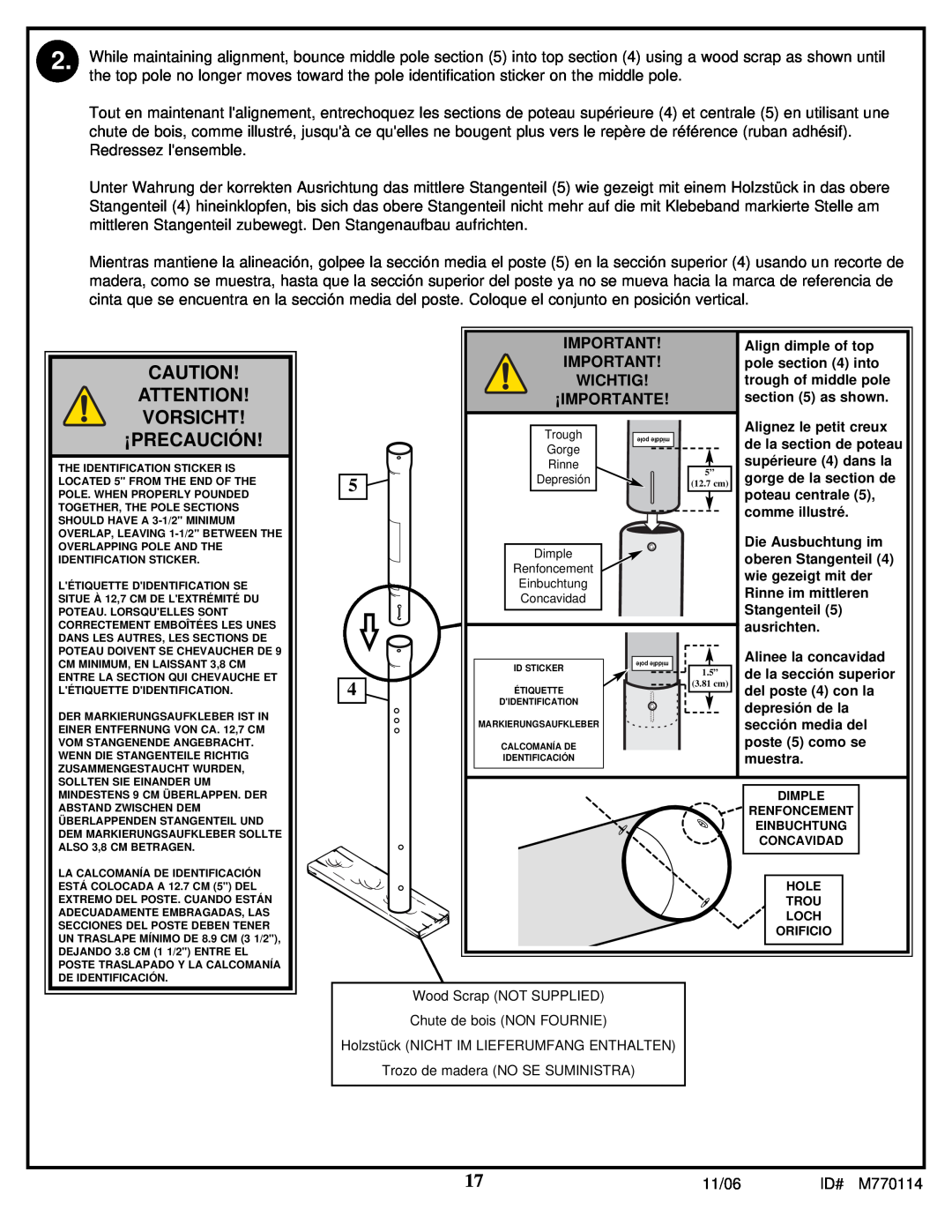 Huffy WM2688H manual Vorsicht ¡Precaución, Wichtig, ¡Importante 