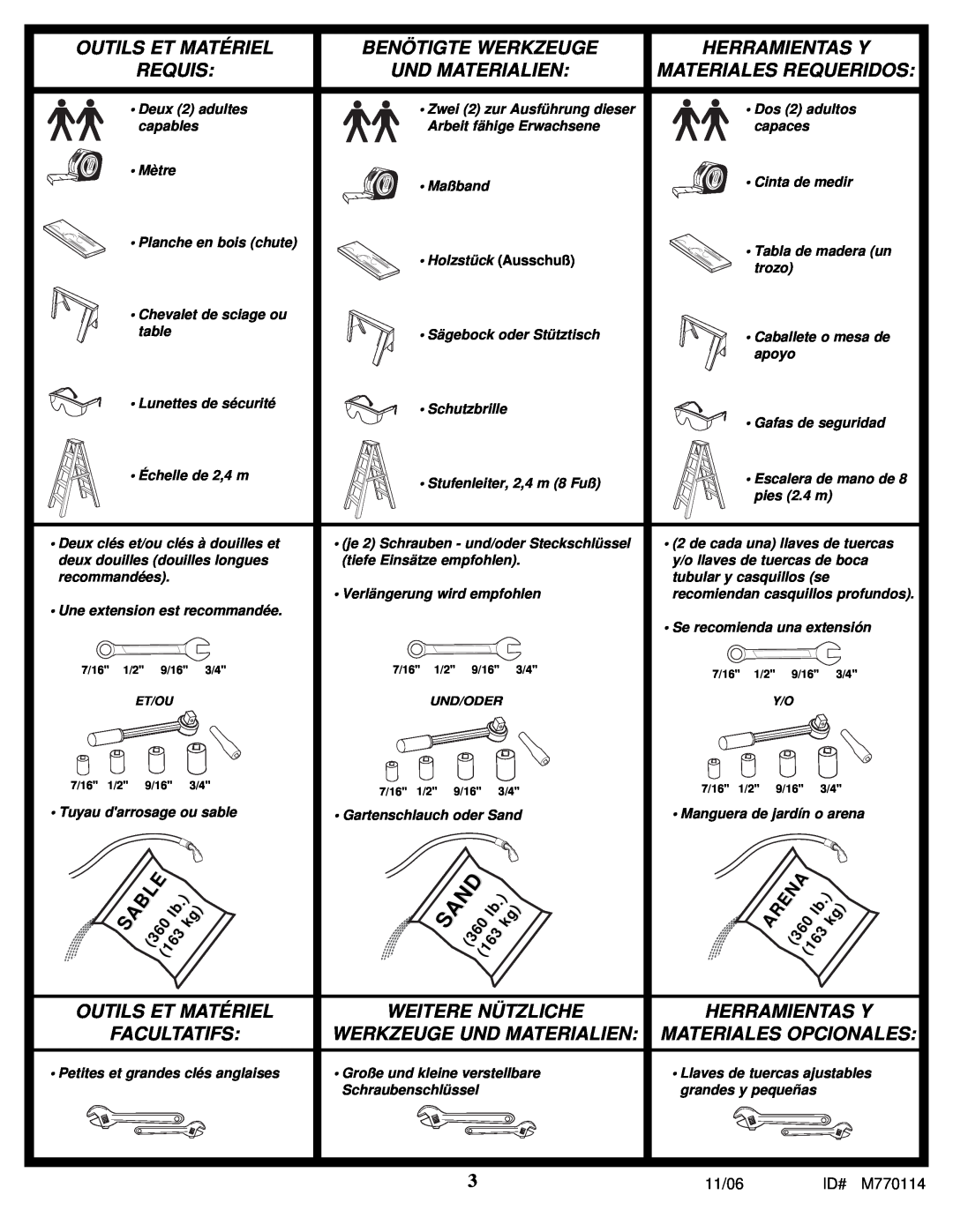 Huffy WM2688H manual Requis, Weitere Nützliche, Herramientas Y, Werkzeuge Und Materialien 