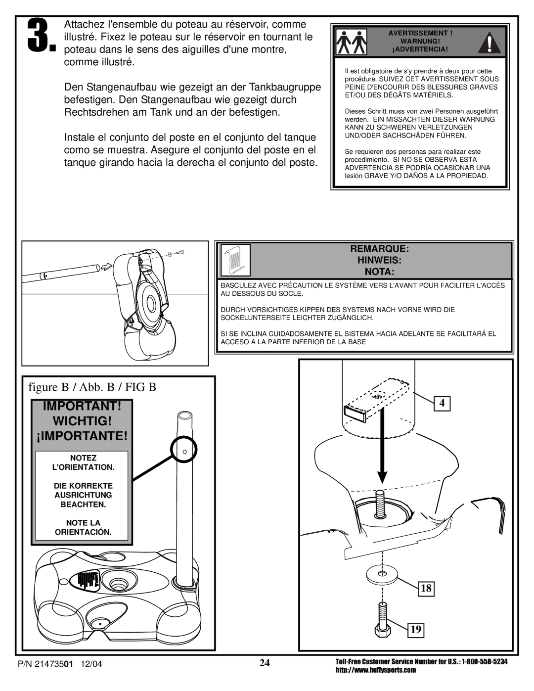 Huffy Youth Basketball System manual Wichtig ¡IMPORTANTE 