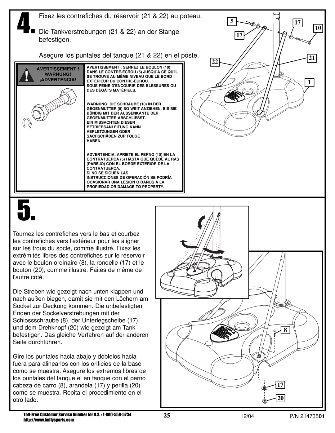 Huffy Youth Basketball System manual Avertissement Warnung ¡ADVERTENCIA 