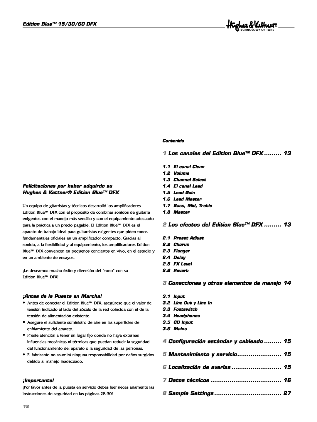 Hughes & Kettner manual Los canales del Edition Blue DFX 