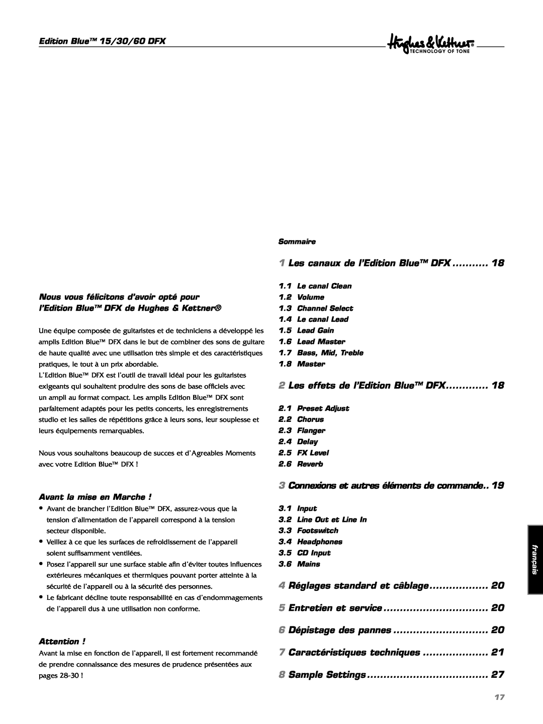 Hughes & Kettner manual Les canaux de l’Edition Blue DFX 
