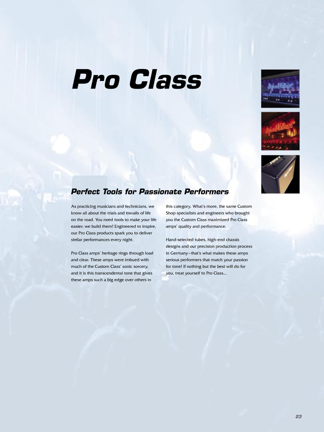 Hughes & Kettner Guitar & Bass Amplification manual Pro Class, Perfect Tools for Passionate Performers 