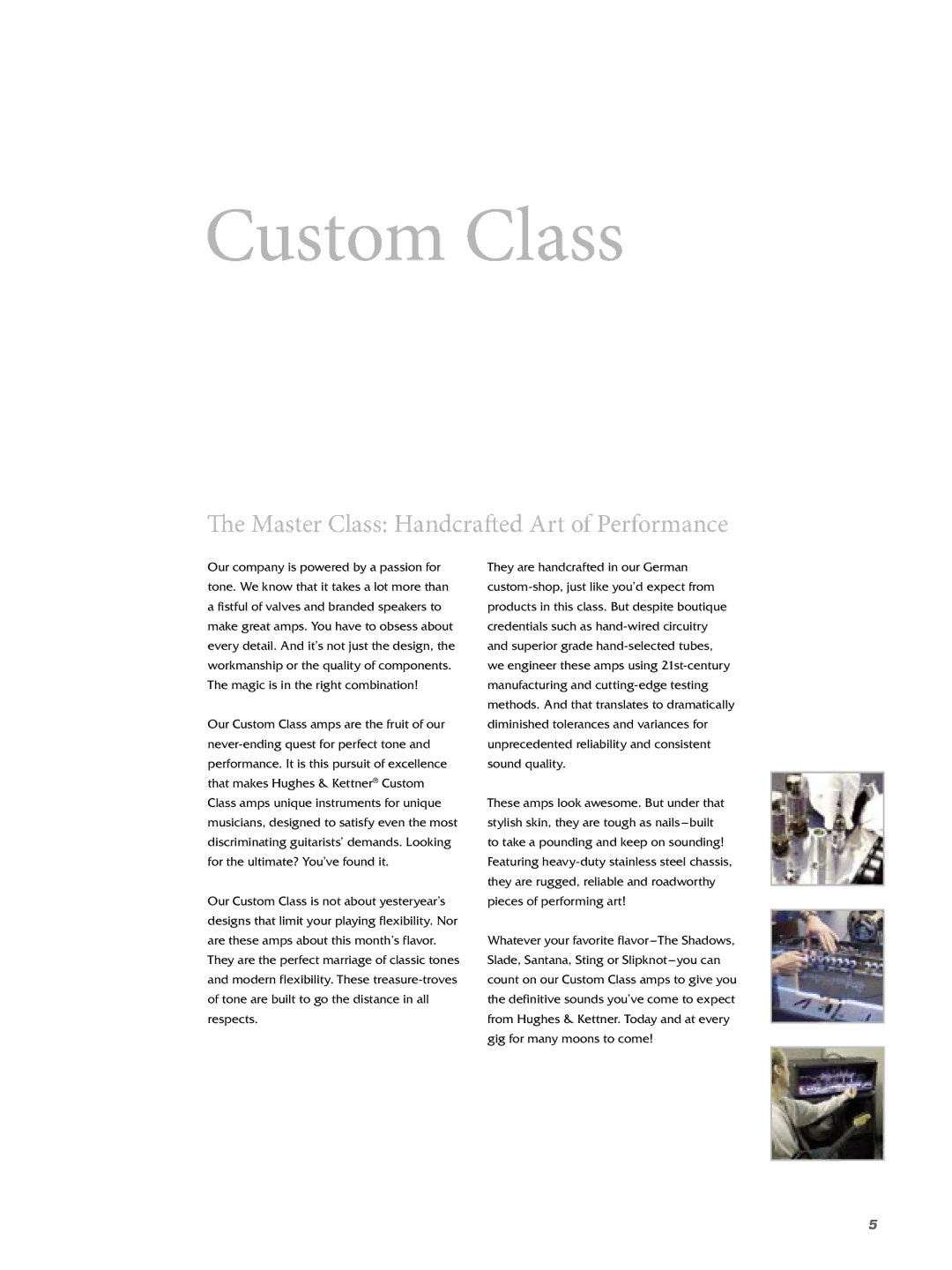 Hughes & Kettner Guitar & Bass Amplification manual Custom Class, Master Class Handcrafted Art of Performance 