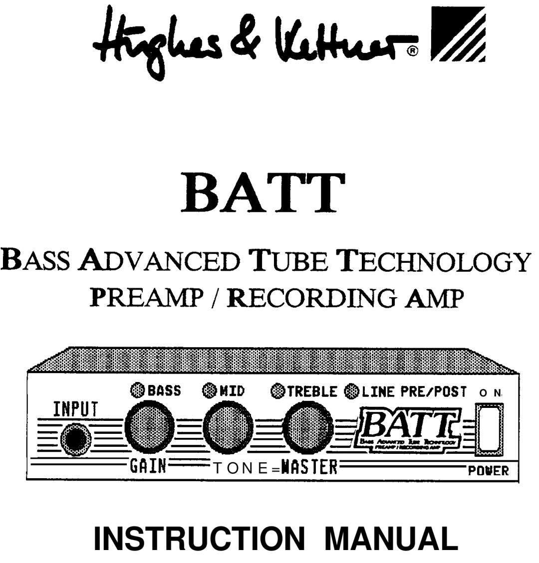 Hughes & Kettner Preamp/Recording Amp instruction manual Bassadvancedtubetechnology Preamwrecordingamip 