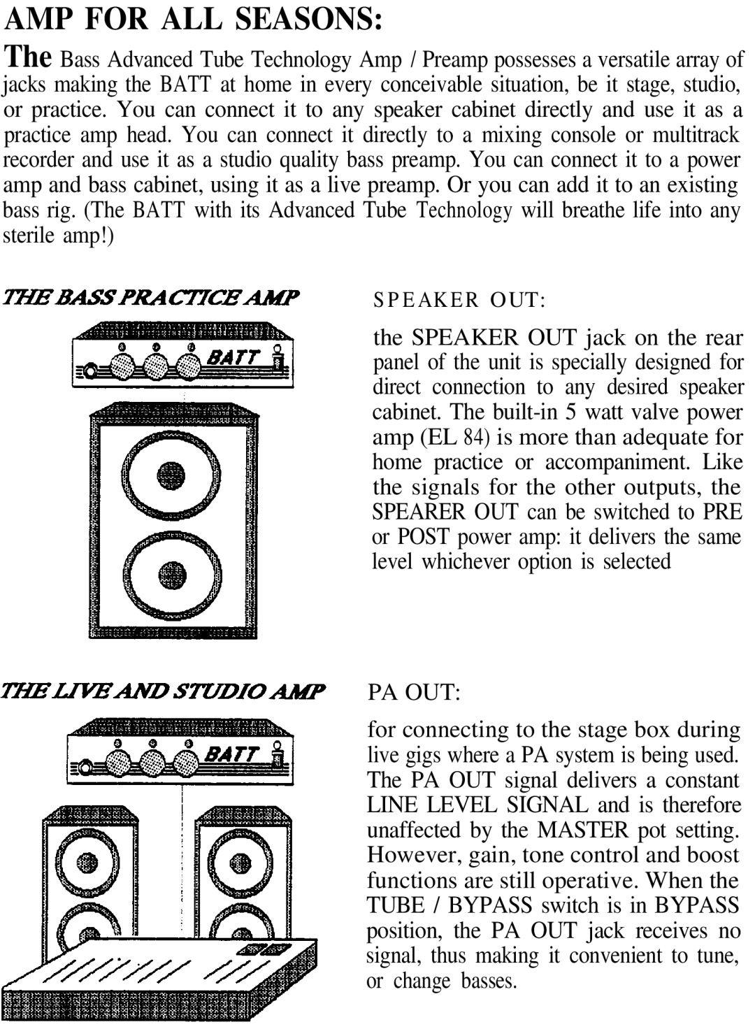 Hughes & Kettner Preamp/Recording Amp instruction manual AMP for ALL Seasons, Pa Out 