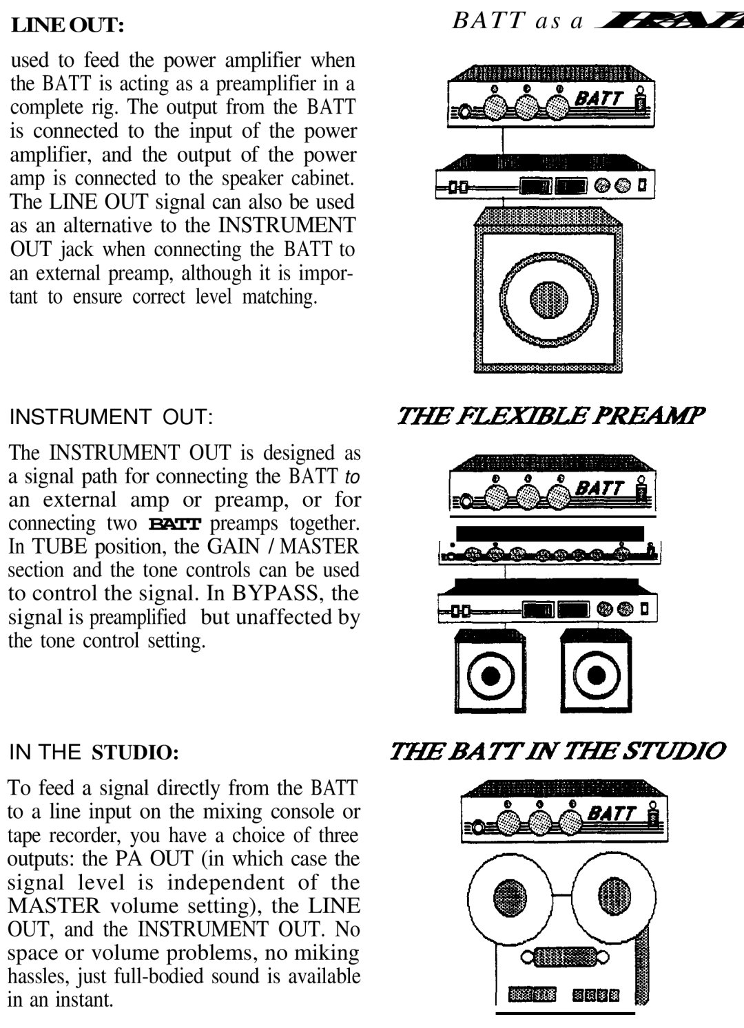 Hughes & Kettner Preamp/Recording Amp instruction manual Batt as a Preamp 