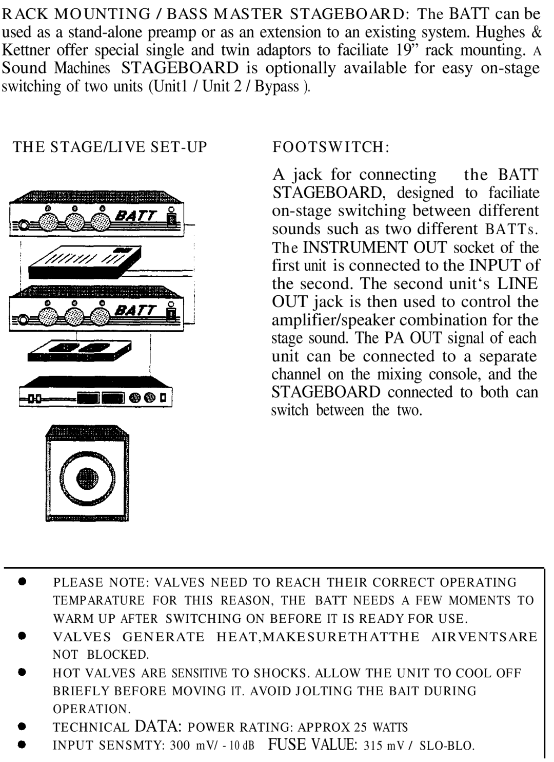 Hughes & Kettner Preamp/Recording Amp instruction manual Jack for connecting 