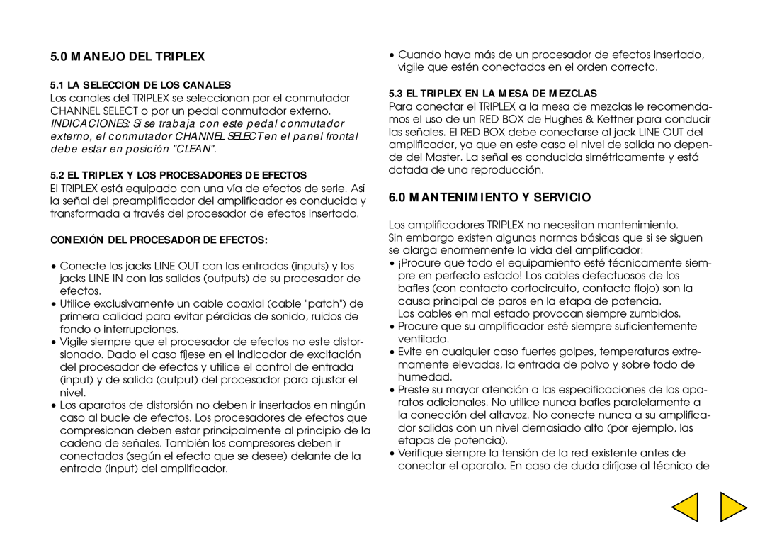 Hughes & Kettner manual Manejo Del Triplex, Mantenimiento Y Servicio, La Seleccion De Los Canales 