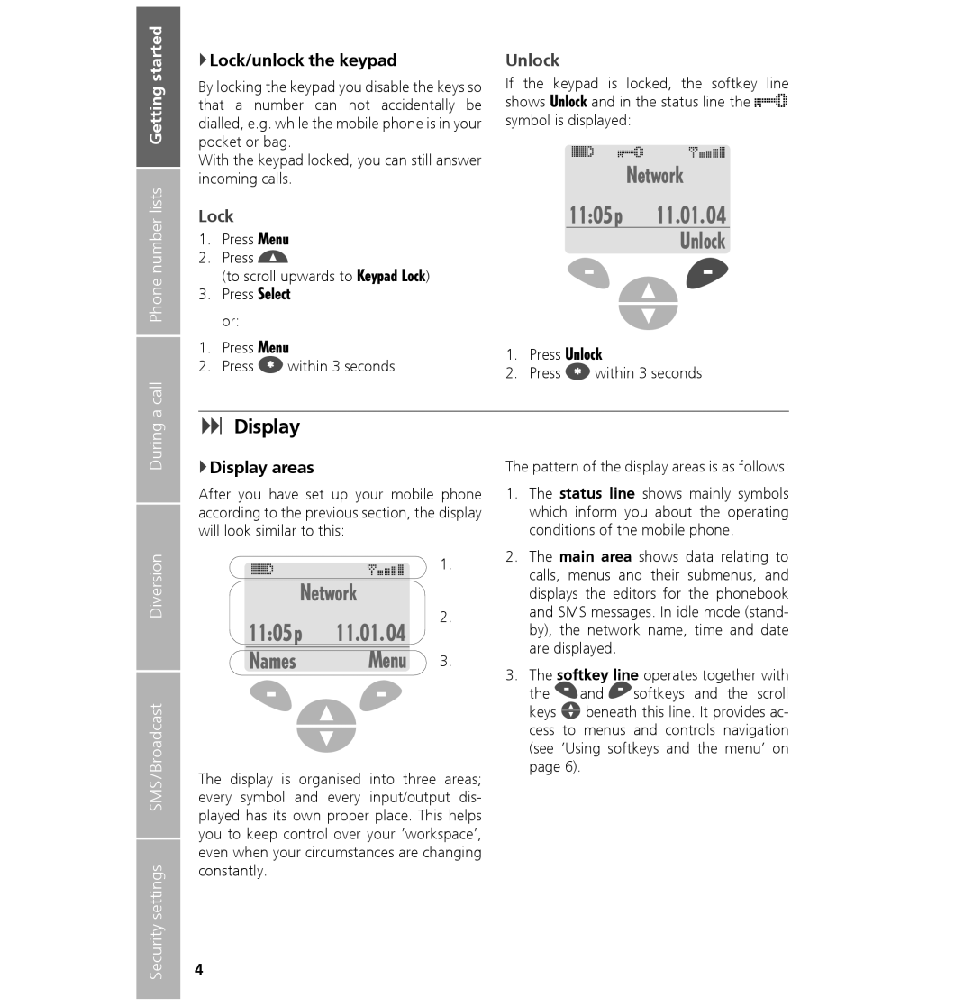 Hughes 7101 user manual Network 1105p Unlock, Display, Network 1105p 11.01.04 Names Menu, Lock 