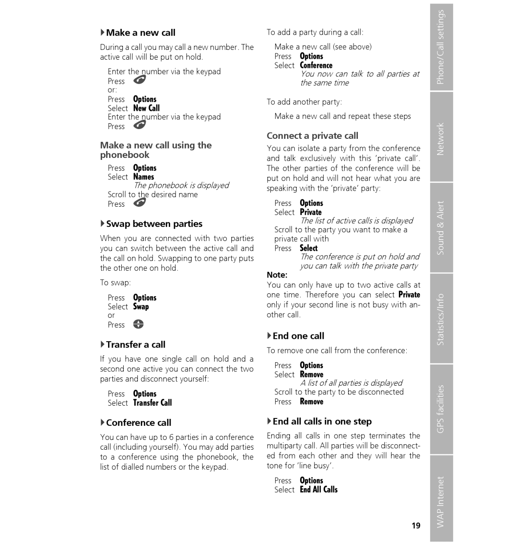 Hughes 7101 user manual Make a new call using the phonebook, Connect a private call 