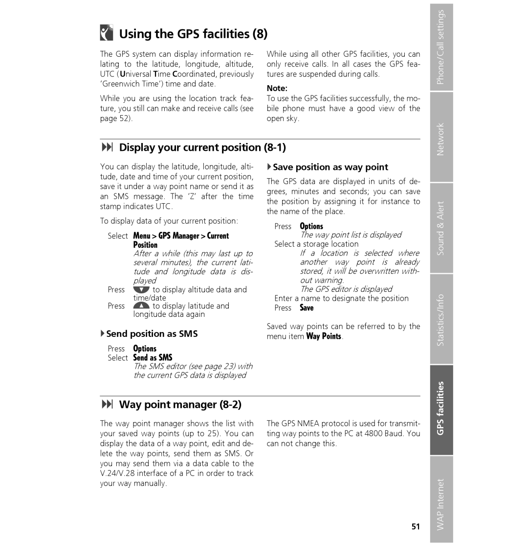 Hughes 7101 Using the GPS facilities, Display your current position, Way point manager, Save position as way point 