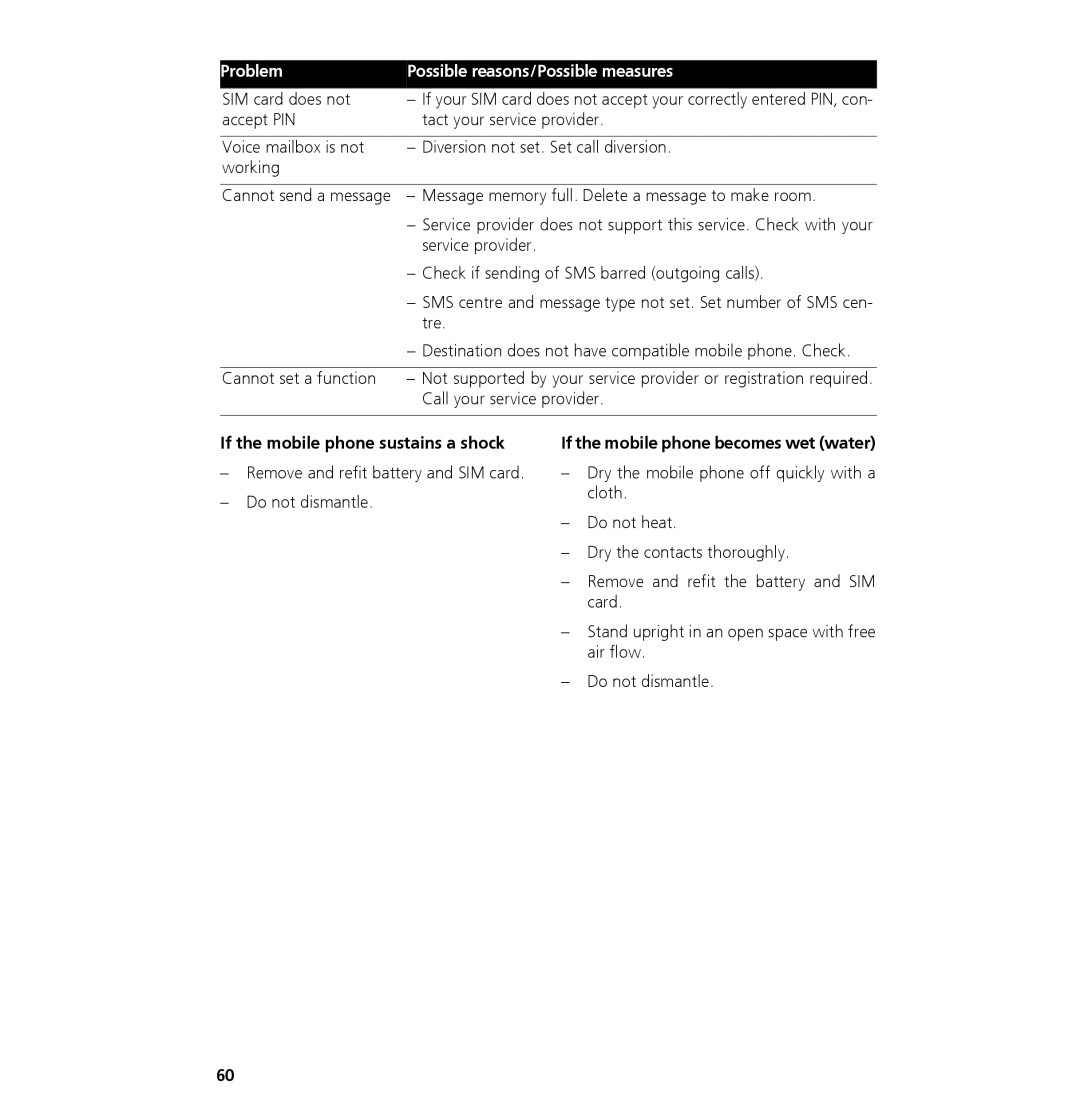 Hughes 7101 user manual If the mobile phone sustains a shock, If the mobile phone becomes wet water 