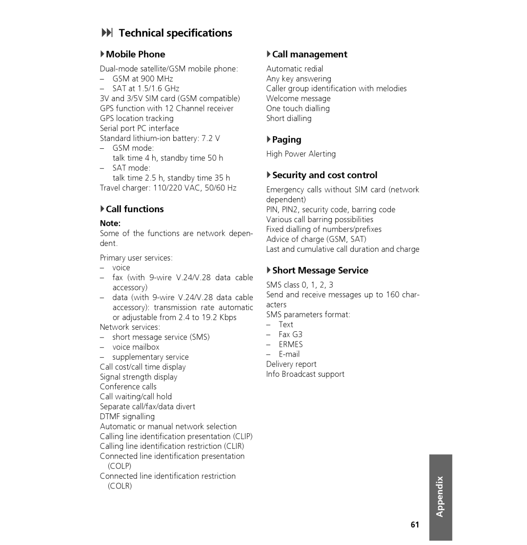 Hughes 7101 user manual Technical specifications 