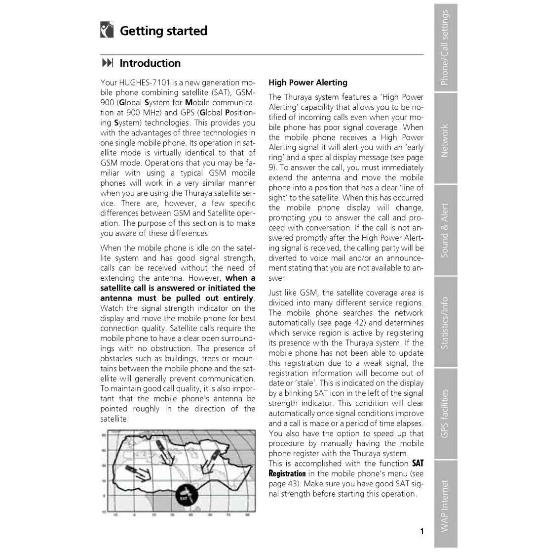 Hughes 7101 user manual Getting started, Introduction, Settings, High Power Alerting 