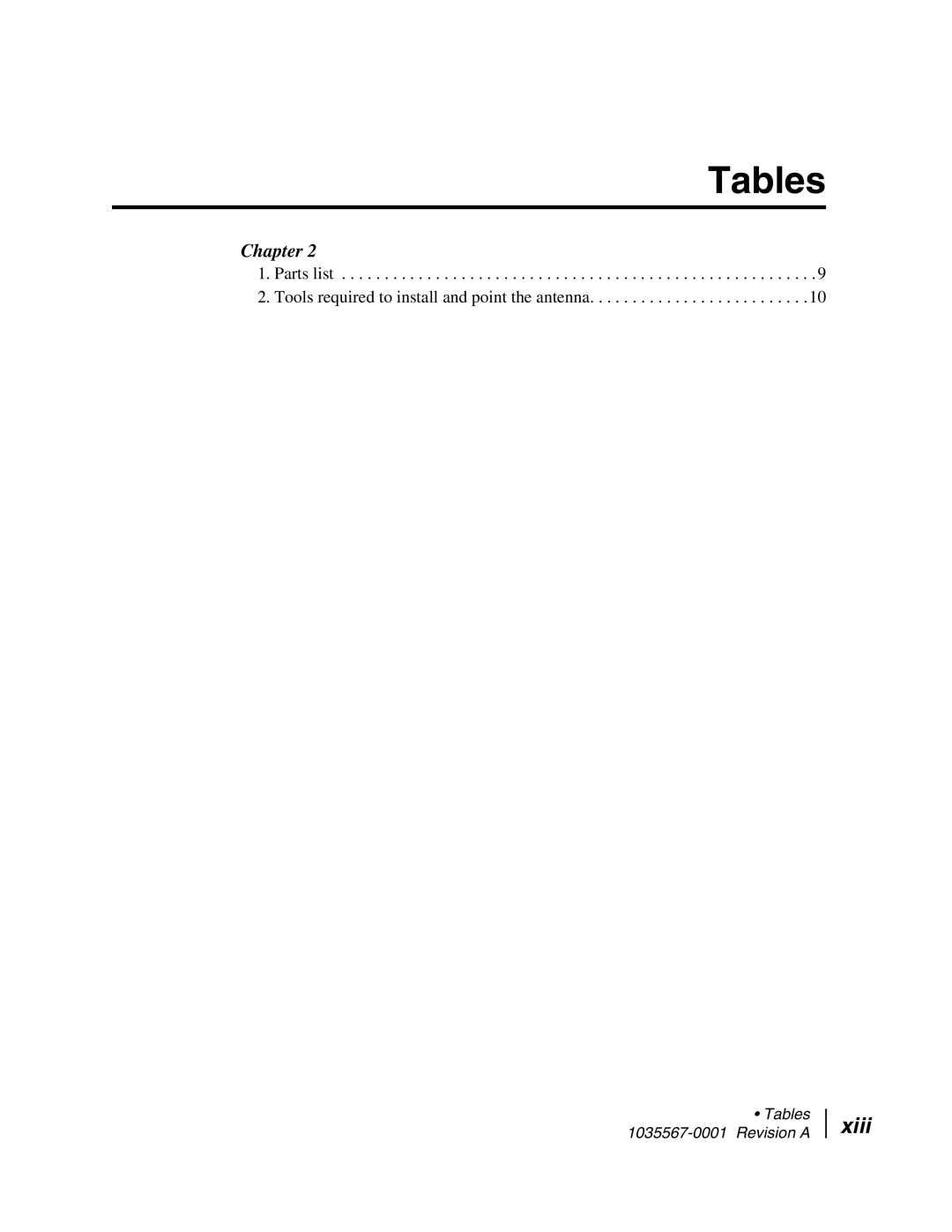 Hughes AN4-074-DF installation manual Tables 