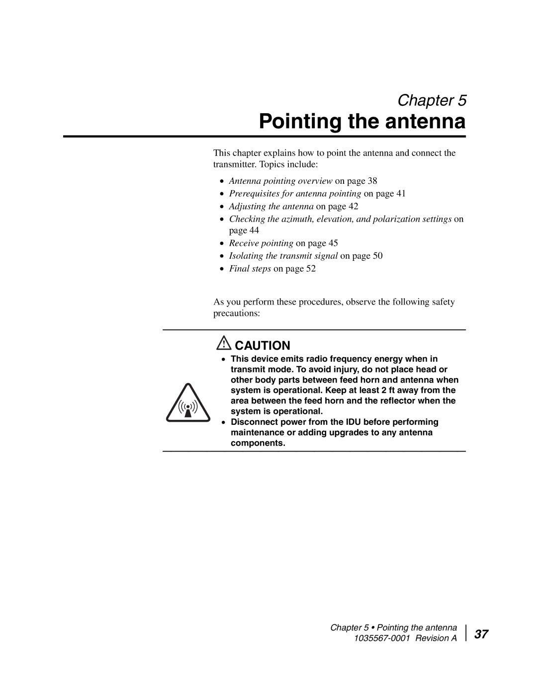 Hughes AN4-074-DF installation manual Pointing the antenna 