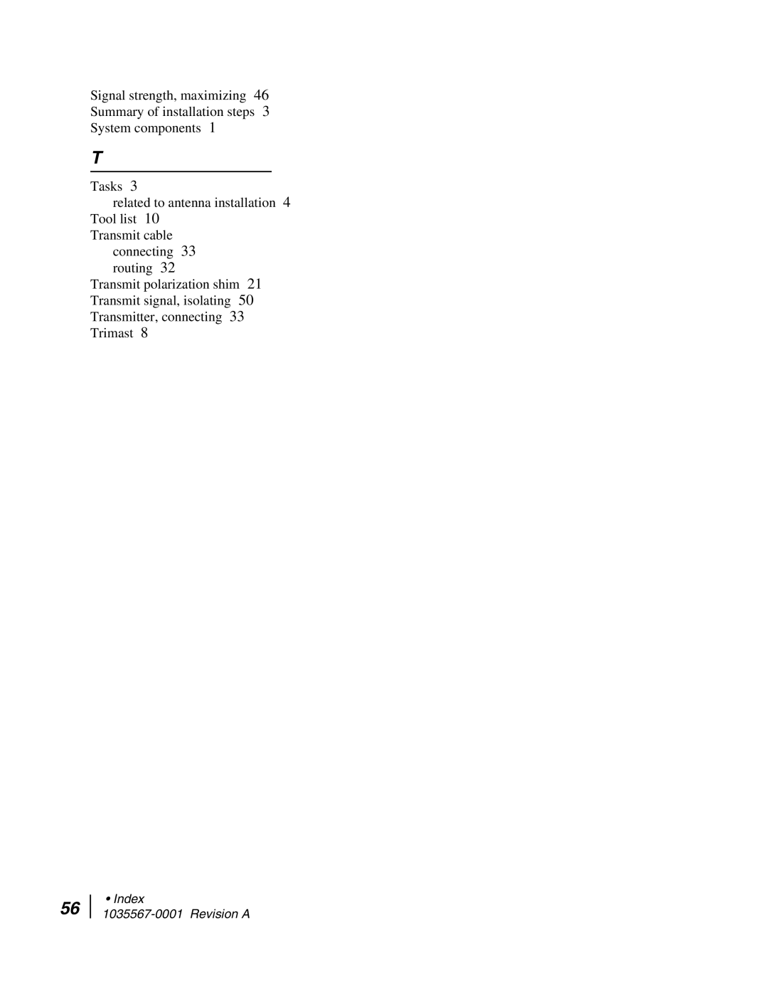 Hughes AN4-074-DF installation manual Index 1035567-0001 Revision a 