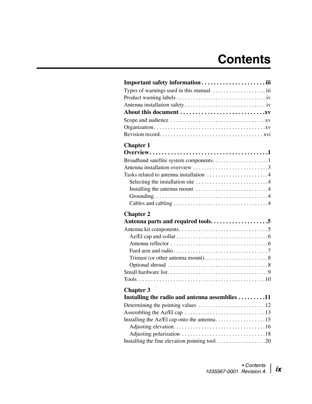 Hughes AN4-074-DF installation manual Contents 