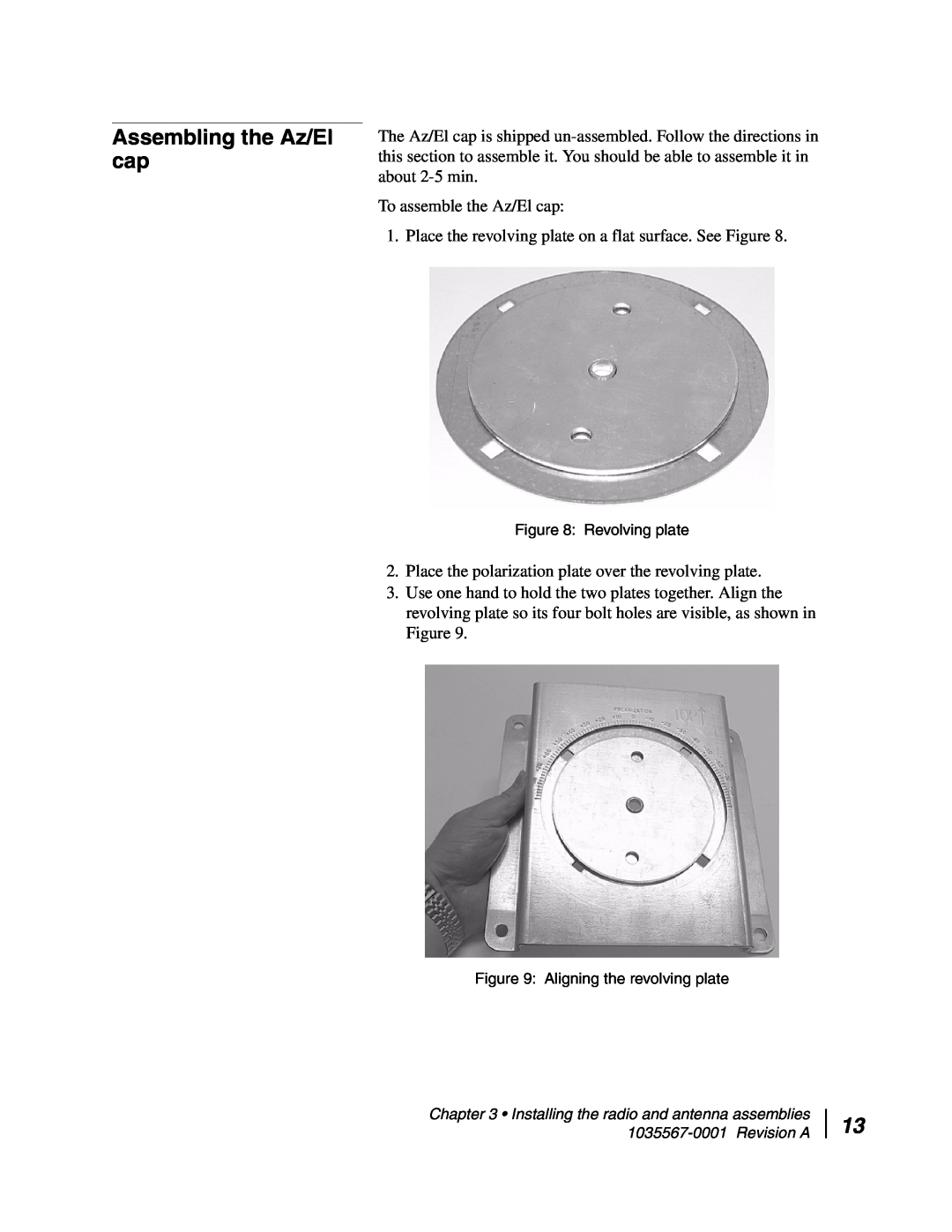 Hughes AN4-074-DF installation manual Assembling the Az/El cap 