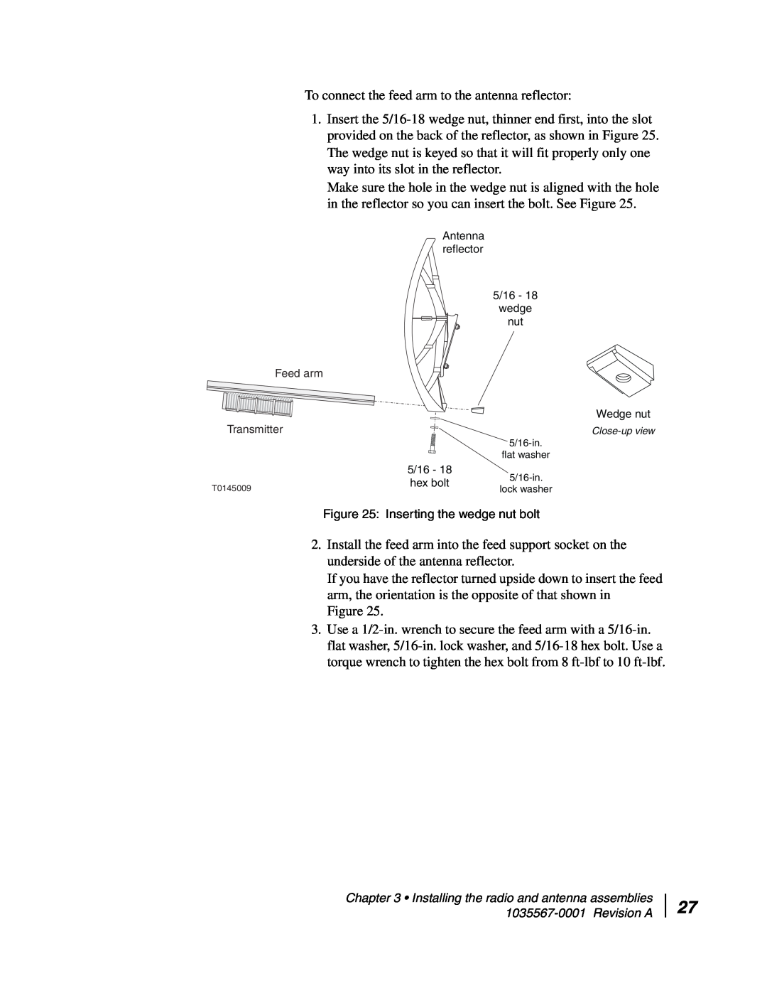 Hughes AN4-074-DF installation manual To connect the feed arm to the antenna reflector 