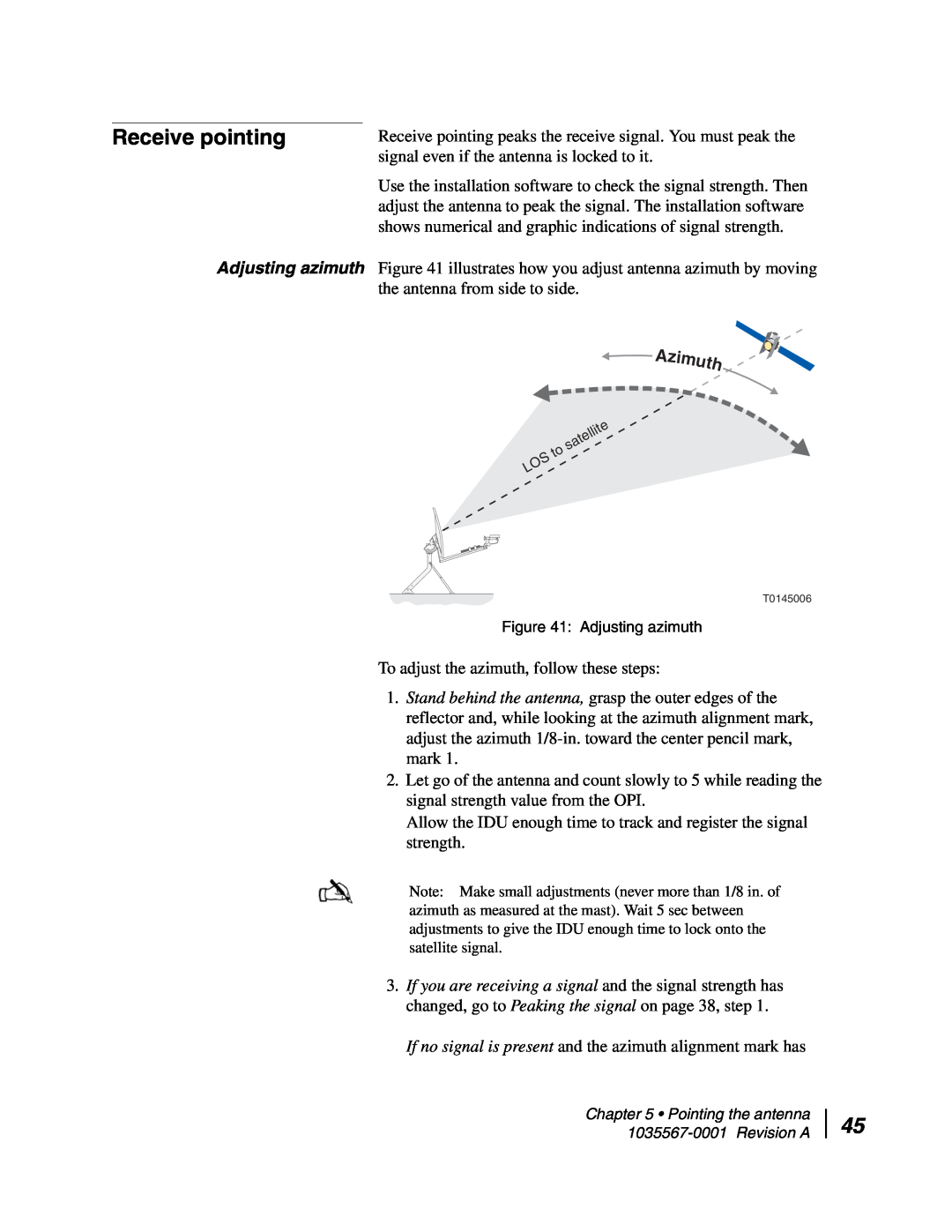 Hughes AN4-074-DF installation manual Receive pointing 