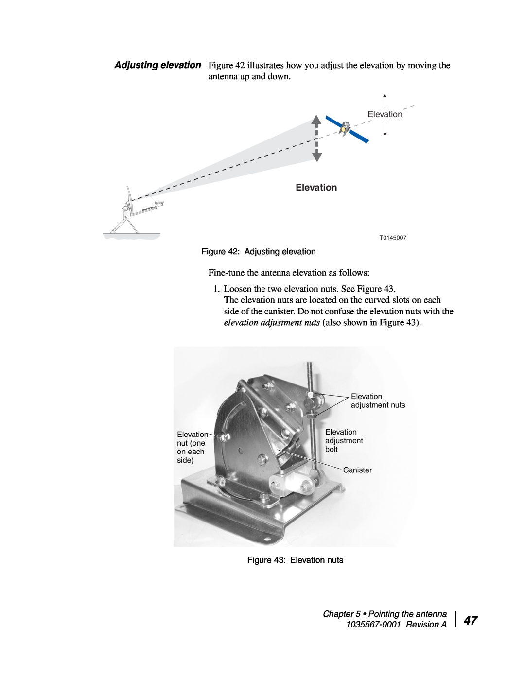 Hughes AN4-074-DF installation manual Elevation, Fine-tunethe antenna elevation as follows 