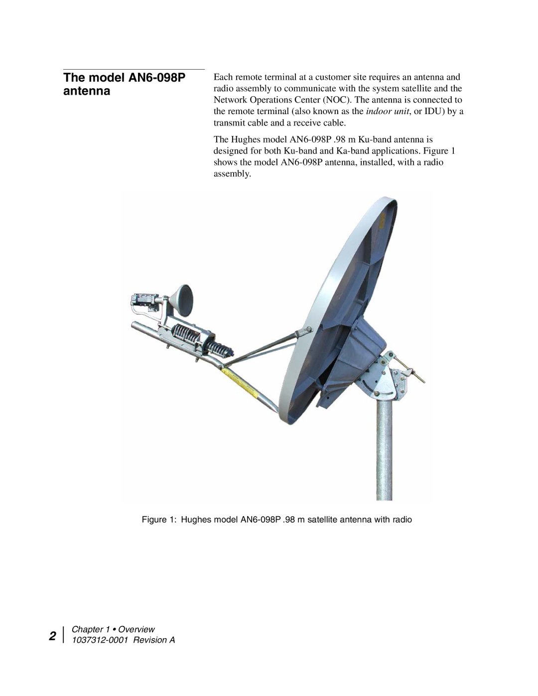 Hughes installation manual Model AN6-098P antenna, Hughes model AN6-098P .98 m satellite antenna with radio 